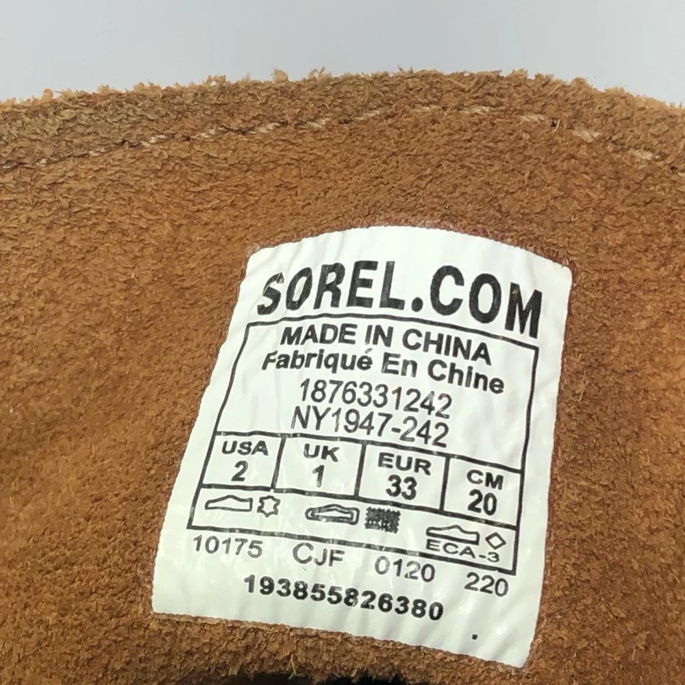 Sorel Kids Youth Brown Suede Lace-Up Joan of Artic boots size 2